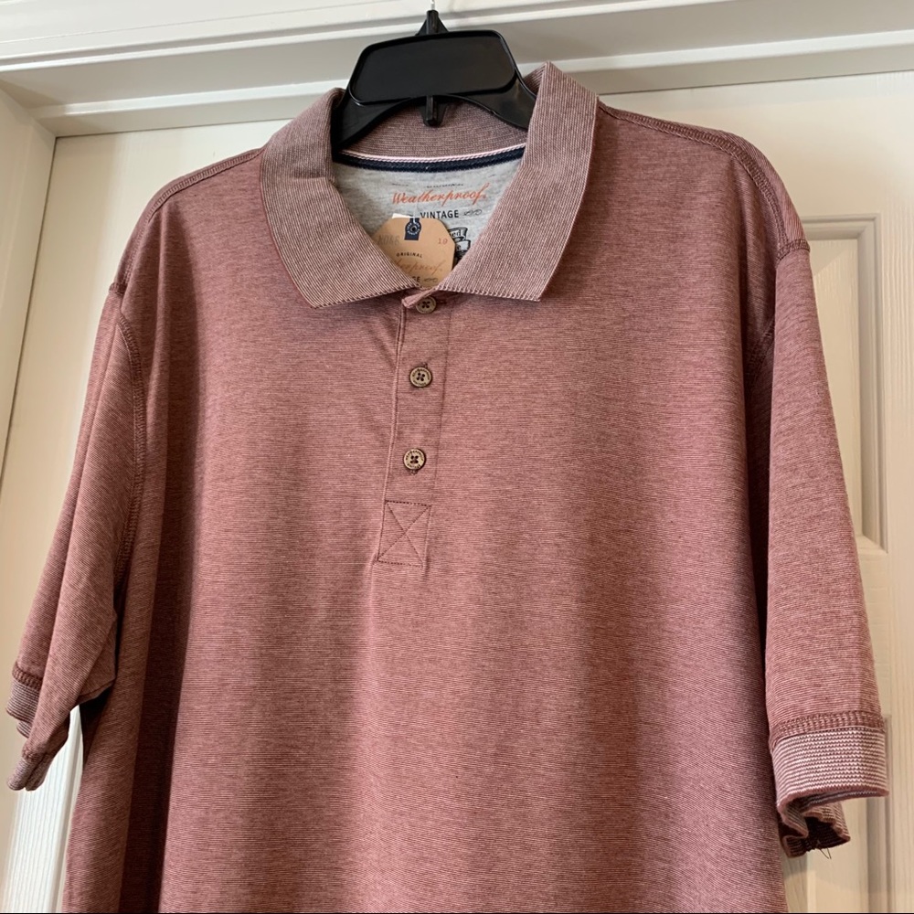 NWT XXL Weatherproof Vintage Red Microstripe Polo - Picture 6 of 11
